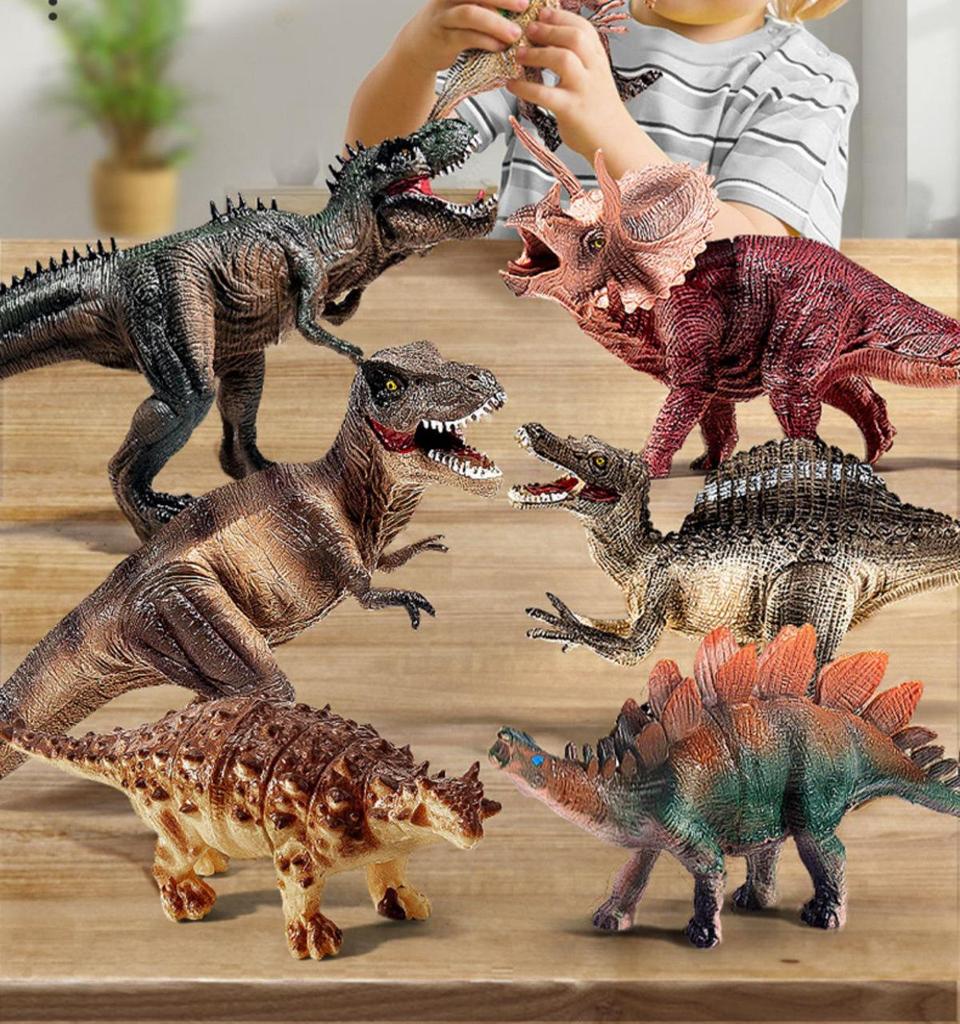 Soft Dinosaur Toys for Kids - Triceratops & Tyrannosaurus Rex Animal Figures Set
