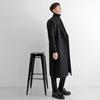Men's Trendy Long Black Wool Blend Winter Trench Coat Overcoat with Gothic Windbreaker Design