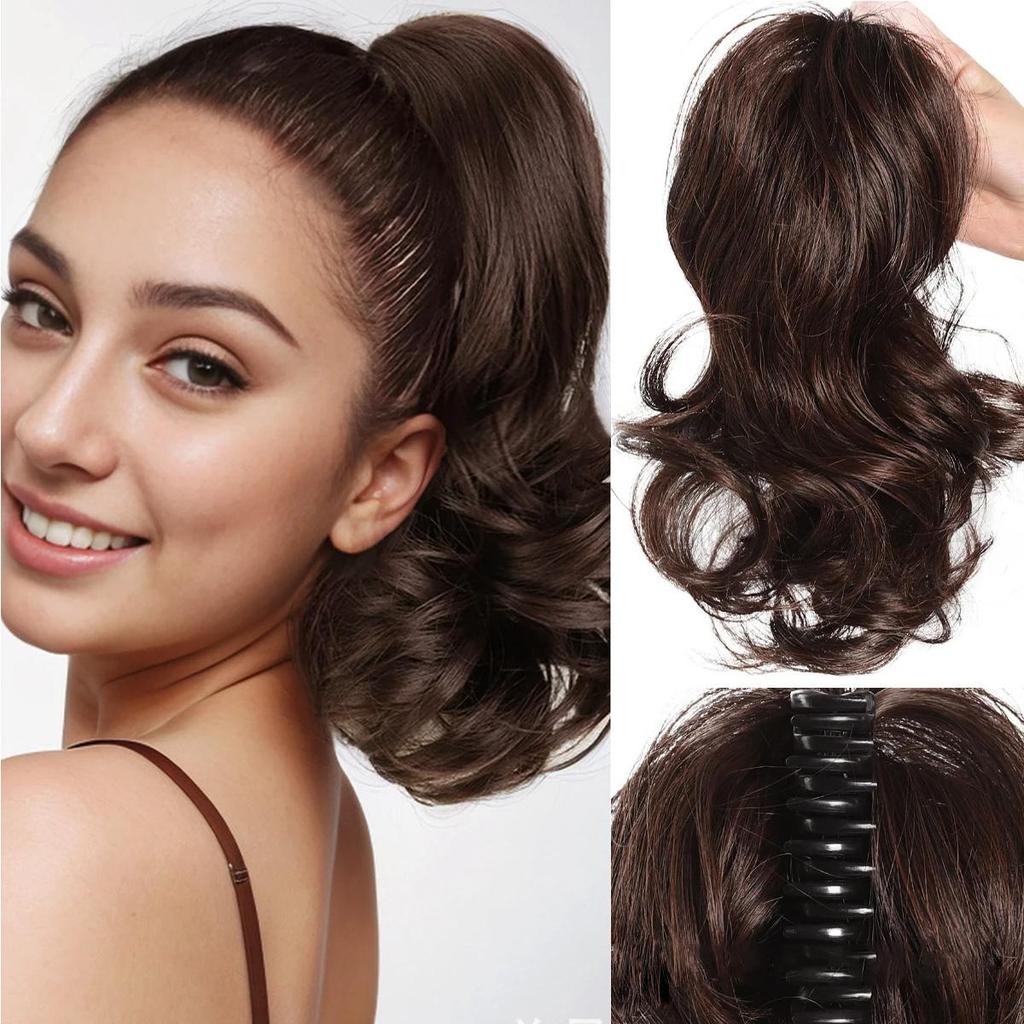 Парик «конский хвост» с большой заколкой, коса из натурального синтетического волокна, модный пушистый короткий хвост с большой волной