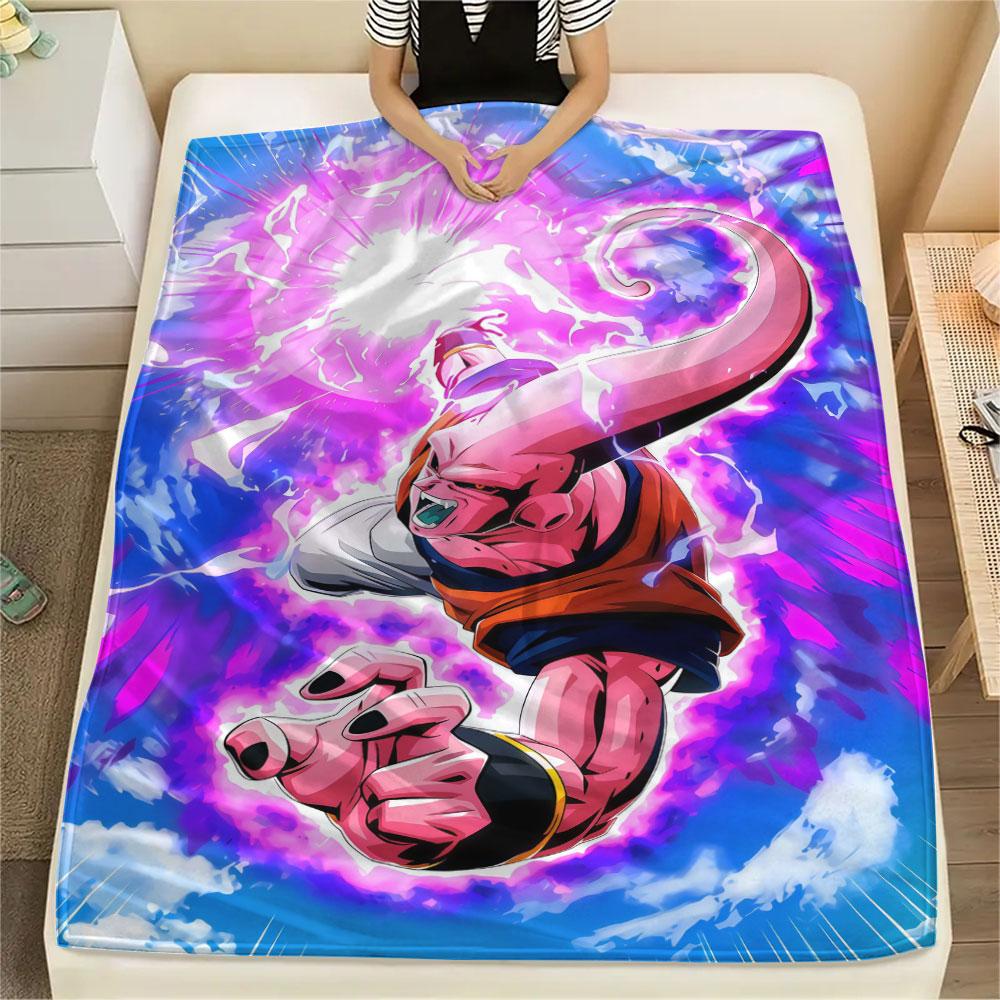 1Pc Majin Buu Print Flannel Blanket, High quality Comfortable for All Seasons, Home Decor, Warmth and Comfort, Perfect for Christmas Gifts