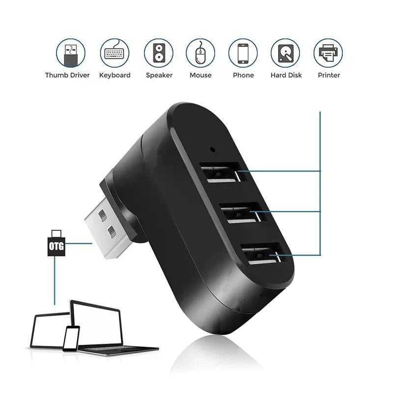Поворотный USB-хаб USB 3.0 2.0 Type-C, USB-разветвитель, 4 порта, множественный расширитель для компьютера, ноутбука, MacBook, U-диска, передача данных
