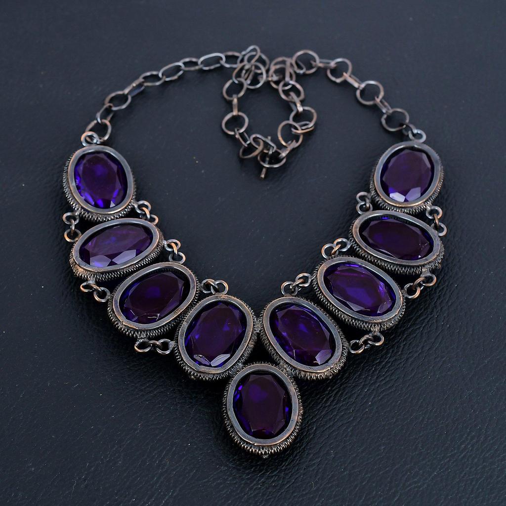 Аметистовое ожерелье, Ювелирные изделия из драгоценных камней, обернутые медной проволокой 999 пробы, Удивительные ювелирные изделия ручной работы, Подарок для нее