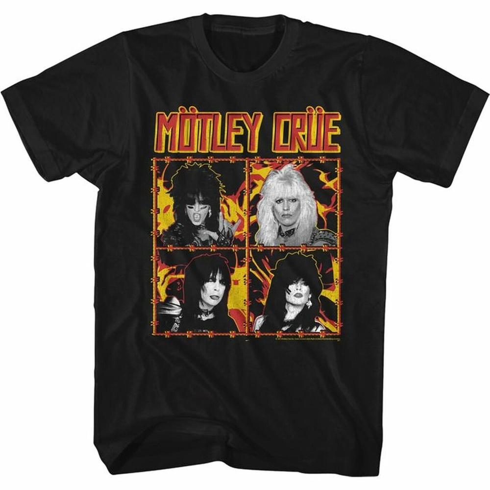 Motley Crue Огонь и Провод Черная Взрослая Футболка Унисекс Футболка