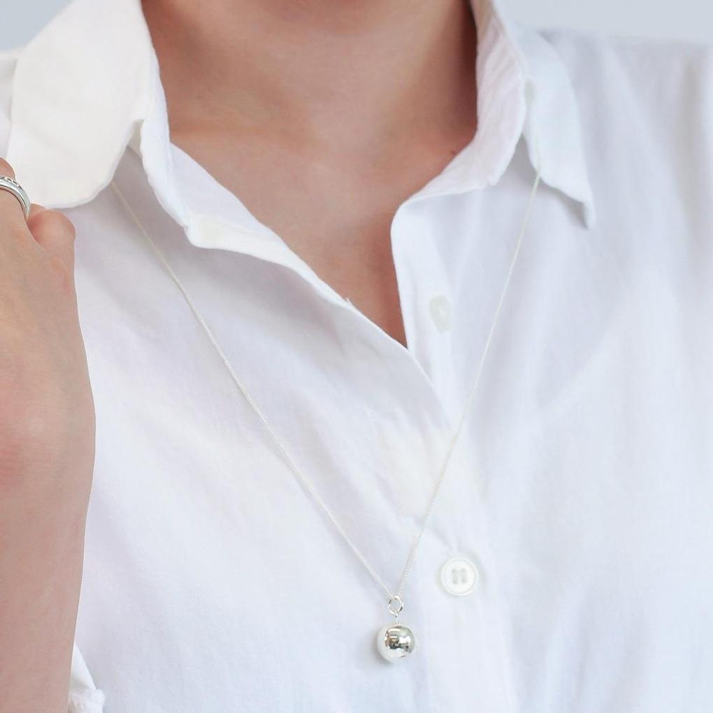 [TANDY] TANDY Silver 925 Volume Ball Pendant Long Chain 70 Necklace TDN602