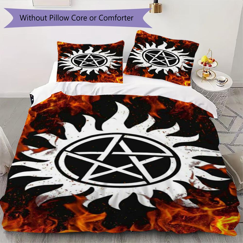 Wizard Magic & Witch Spell Pattern Bedding,Quilt Set Quilt Cover Pillowcase Home Birthday Gift (1*duvet cover+2*pillowcase,without core)ZSJT0917392