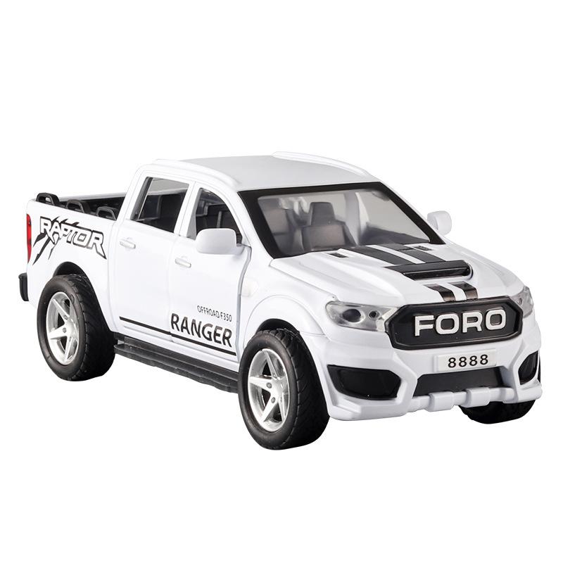 Масштаб 1/32 Ford Raptor F350 Пикап, литая под давлением модель автомобиля, игрушечный автомобиль с откатным механизмом со звуком и светом для детей, коллекция подарков для мальчиков и девочек