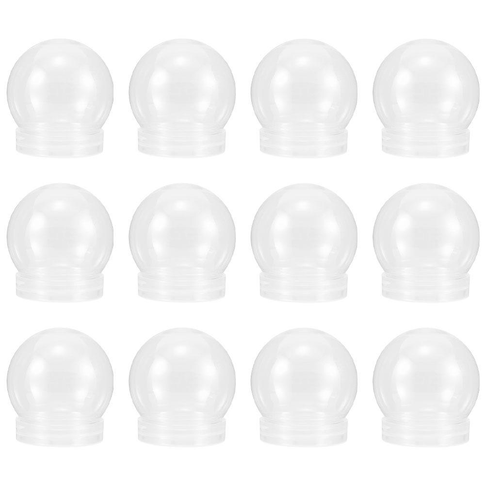 12Pcs DIY Clear Plastic Snow Globes Screw Caps Fillable Water Globes Perfect Winter Holiday Decor Craft Kit for Kids Adults