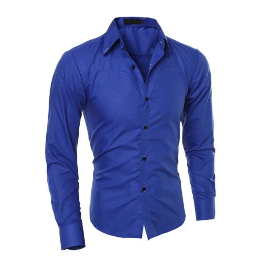 Lapel Long Sleeve Single-breasted Men Shirt Slim Fit Solid Color Business Dress Shirt Top Daily Clothing
