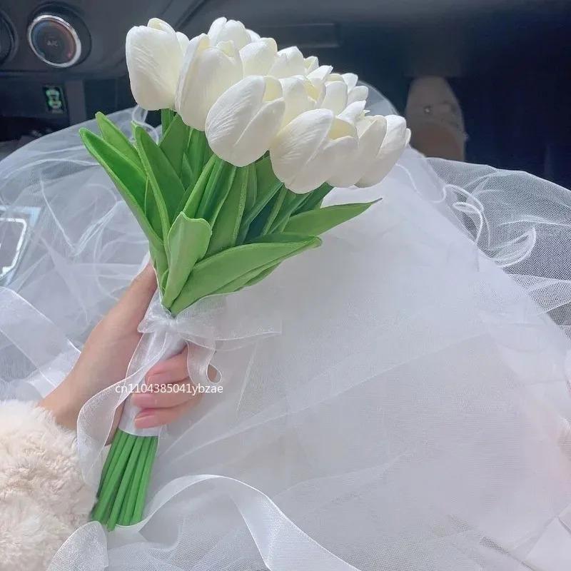 1-20Pcs Tulip Flowers Artificial Tulip Bouquet PE Foam Fake Flower for Wedding Ceremony Decor Home Garden Bouquet Decoration