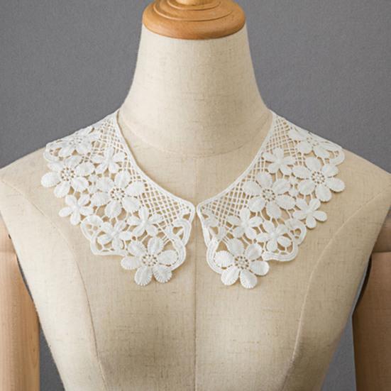 Yousheng 1 Pair Embroidered Collar Women Lace Neckline Hollow Lace Fabric Trim Applique for DIY Sewing Halloween Cosplay