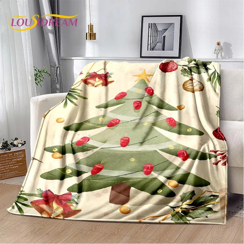 Merry Christmas Tree Santa Claus Gift Plush Blanket,Flannel Blanket Throw Blanket for Living Room Bedroom Bed Sofa Picnic Hiking