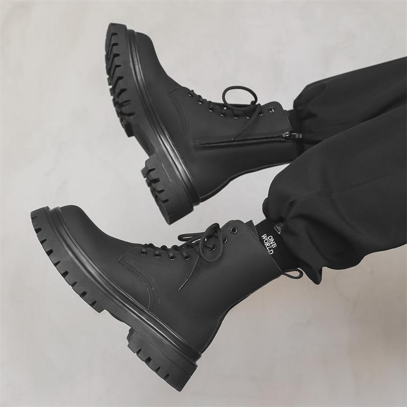 Ботинки Мартин мужские 2024 новые ботильоны на платформе в британском стиле, увеличивающие рост, высокие, кожаные деловые ботинки, рабочие ботинки 2868-J