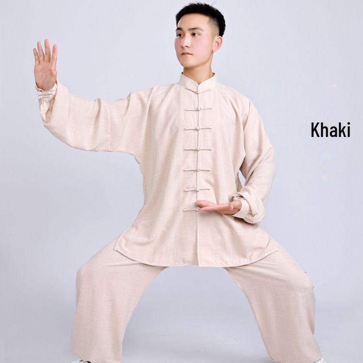 Xiaoheshan мужская и женская одежда для занятий боевыми искусствами тайцзи весна/осень из хлопка и льна для людей среднего и пожилого возраста