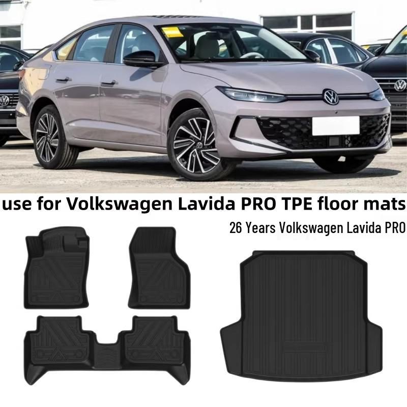 Коврик в багажник Volkswagen Lavida PRO 26-го года: 3D Всепогодные, Водонепроницаемые, Экологичные, Без Запаха TPE с Текстурой Углеродного Волокна