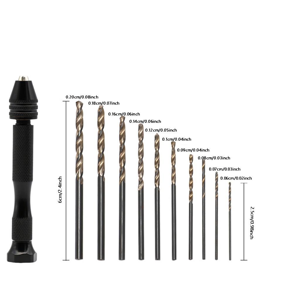 Pin Vise Hand Twist Drills Set 0.6-3mm Mini Hand Drill Rotary Tool Micro Drill Bits  Polymer Clay