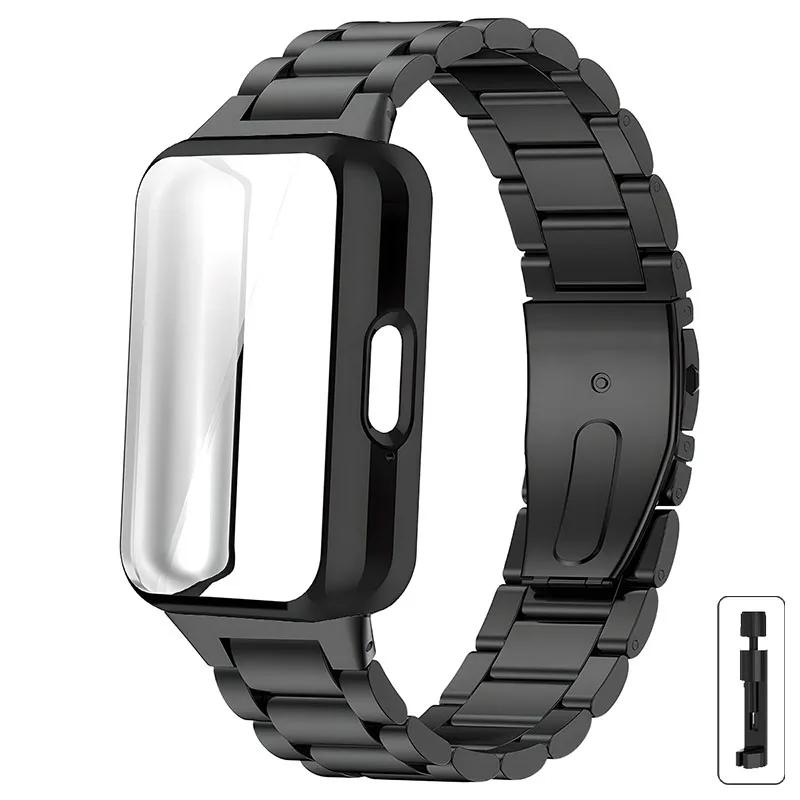 Чехол + ремешок из нержавеющей стали для Samsung Galaxy Fit 3, полный защитный чехол для экрана Samsung Galaxy Fit 3, аксессуары с металлическим ремешком