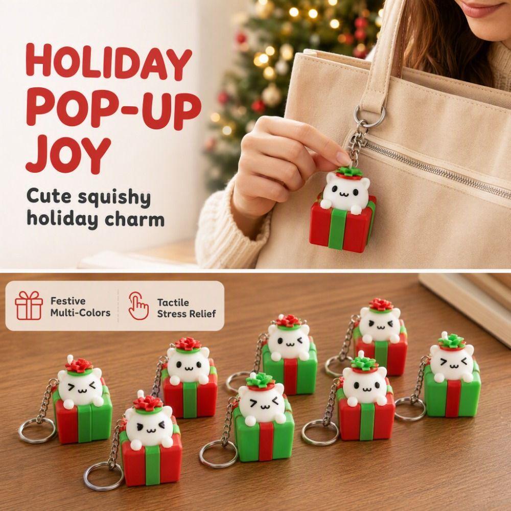 Cute Button Press Key Ring 3D Printed Fidget Bag Cat Keychain Party Small Gift