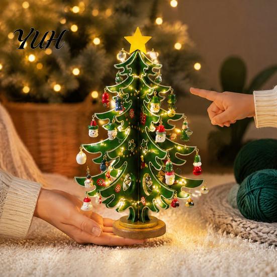 Advent Calendar with Hanging Pendants Wooden Christmas Tree 2026, 24-Day Tabletop Xmas Eve Box Ornaments Countdown for Holiday Party Supplies,
