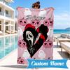 Custom Name Pink Horror ghostface Beach Towel Microfiber Beach Towel, Lightweight and Quick-Dry, for Summer Travel, Swimming Pool Gift