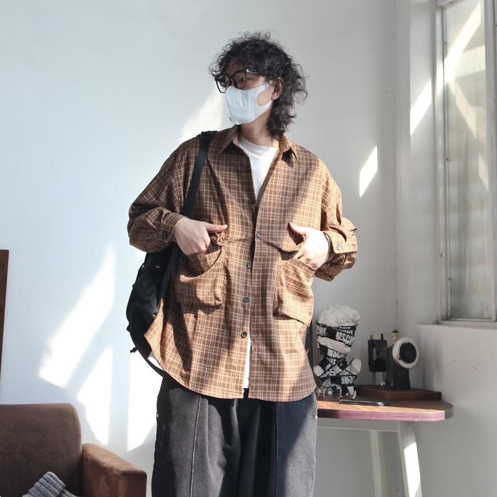 2024 Letter Long Sleeve Shirt Japanese Hong Kong Style Ins Loose Shirt Boys Summer Trendy Versatile Casual Coat