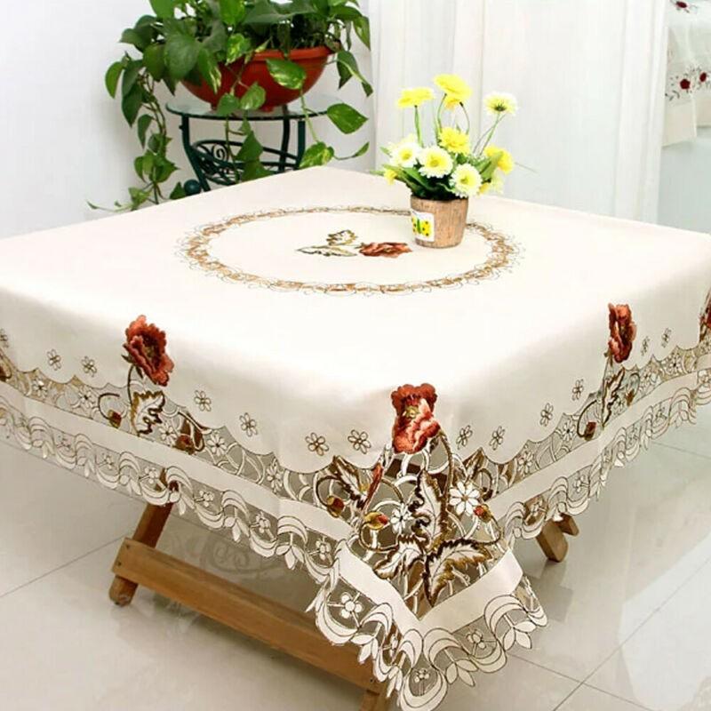 Tablecloth Lace Party Receptions Satin Cover Decoration Dining Embroidered
