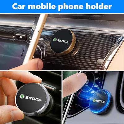 Для Skoda Литой Логотип Автомобиля Держатель для Телефона Магнитная Подставка для GPS Аксессуары Kamiq Karoq Octavia 2 3 Rapid Scala Kami Fabia VII VRS