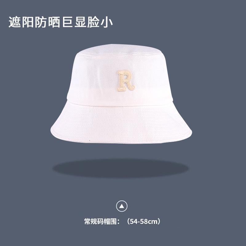 R Women's autumn and winter versatile solid color wide-brimmed bucket hat that covers the face, slims the figure, and provides sun protection,