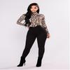 Elegant Women Ladies Leopard Pattern High Neck Loose Fit Casual Tshirt Blouse Top In Vibrant Colors
