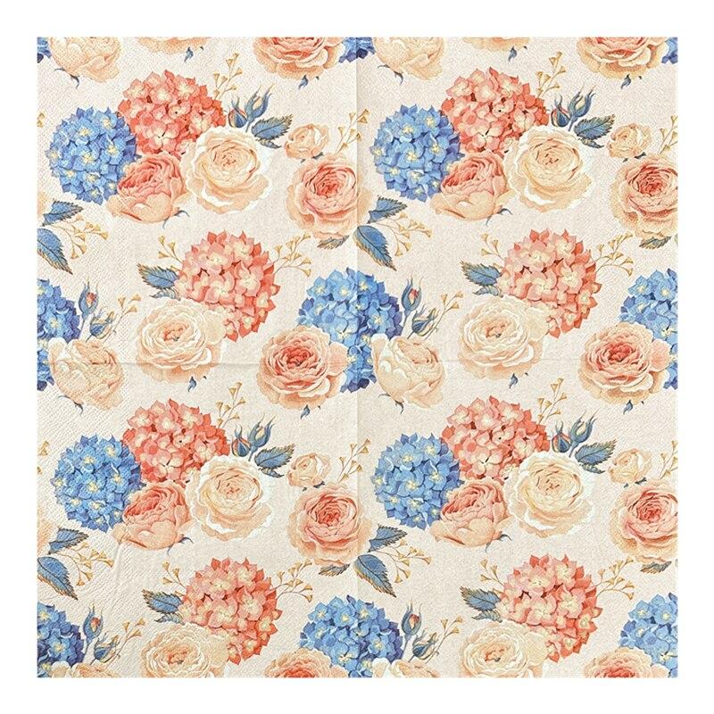 Одноразовые салфетки для вечеринок двухслойные, 20 шт./упак., цветочный узор