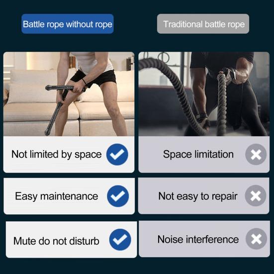 Бесканатная боевая веревка для домашнего спортзала Беспроводная утяжеленная тренировочная веревка для ВИИТ Упражнения для всего тела Фитнес-оборудование для мужчин и женщин