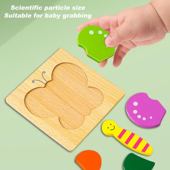 Toddlers Wooden Puzzle Animal Vehicle Cognition Preschool Early Education 3D Jigsaw Puzzle Colorful Block Assembly Toy Boys Girls Gift