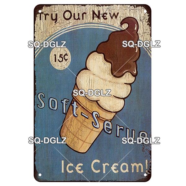 [SQ-DGLZ] Металлическая вывеска с молочным коктейлем, винтажная жестяная табличка, украшение для стены, домашний декор, вывеска для бара, домашний декор, плакат с мороженым