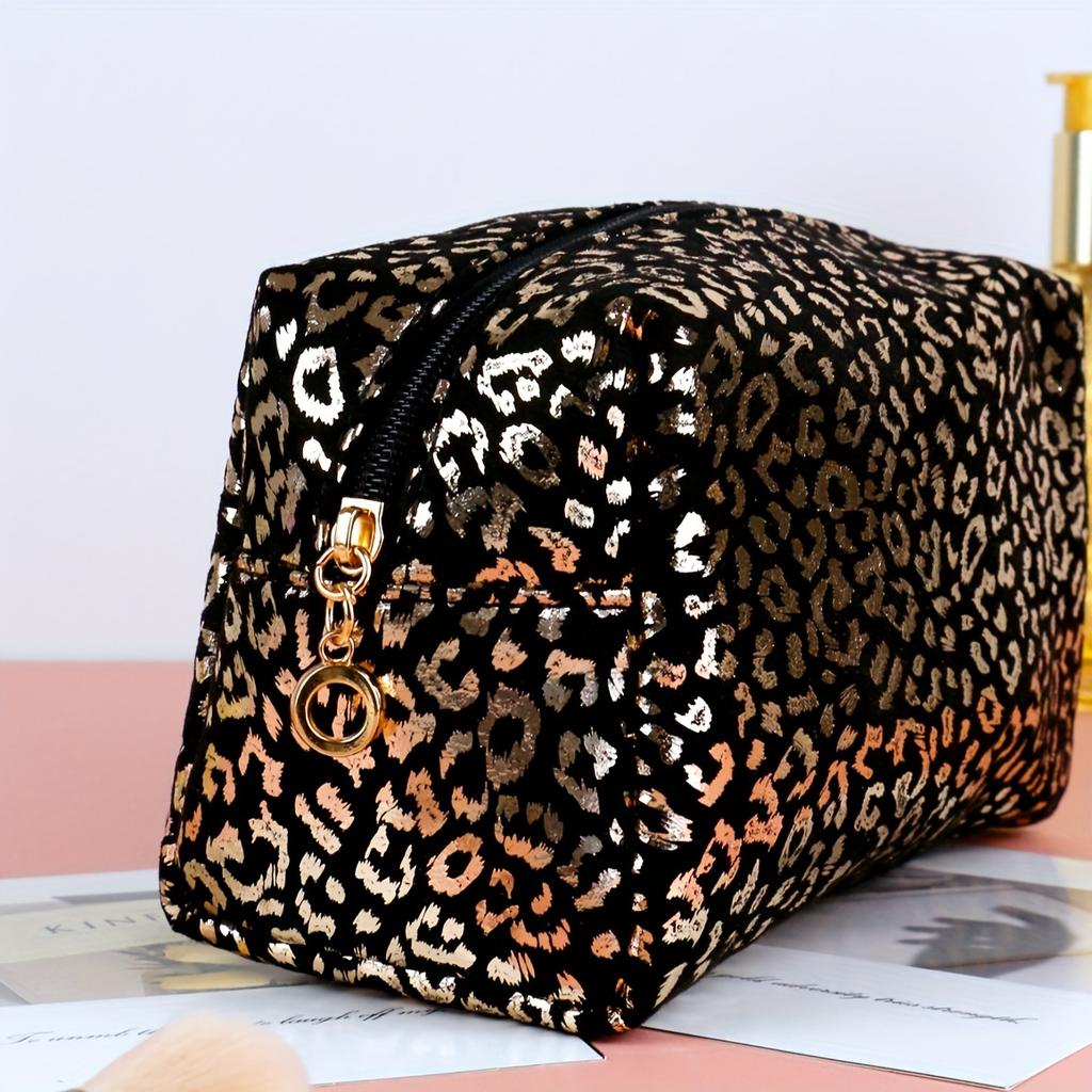 1 шт. блестящая косметичка с леопардовым принтом, дорожная косметичка, блестящий пенал для студента, подарочная косметичка, дорожная сумка для хранения, рождественский подарок