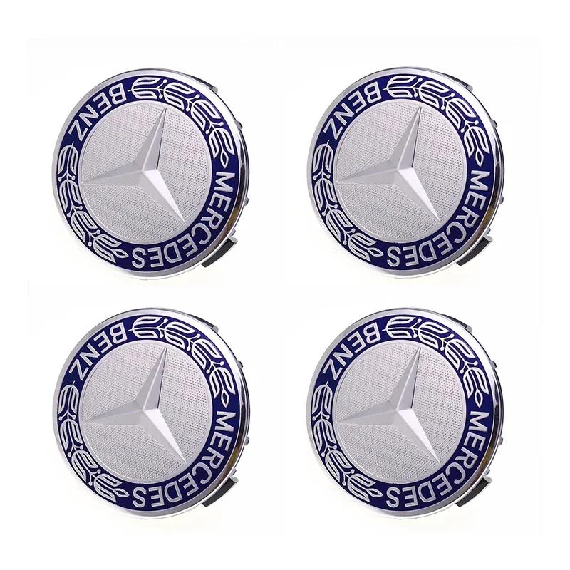 C200 E300 2026 Hot 4PCS 75mm Metal Emblem Car Wheel Center Hub Cap Cover Badge For Mercedes Benz AMG GLK GLE GLC W203 W206 W220