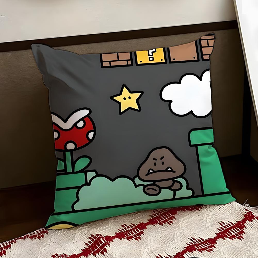 SSuper Cute Style MMarioS Cushion Cover Reversible Soft Durable Pillow Cover Home Car MultiScene Use for Daily Comfort