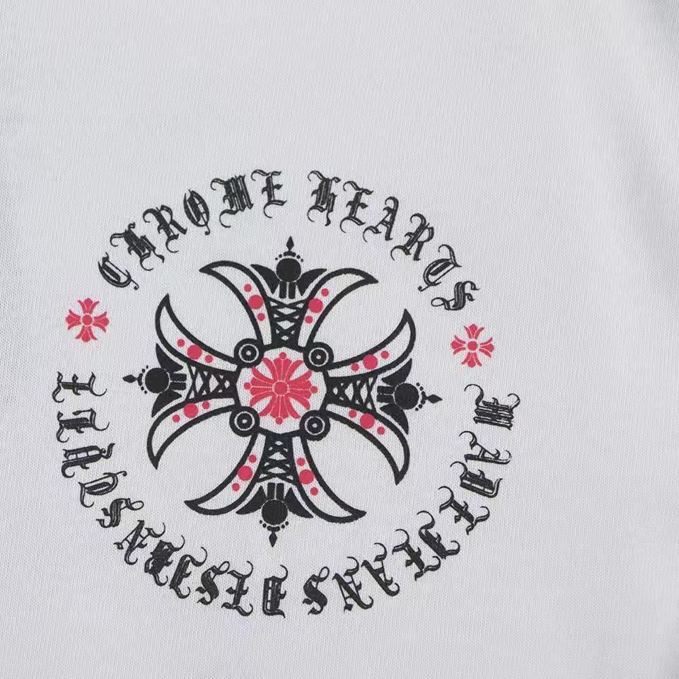W356 CHROME HEARTS 2025 Summer New High Quality Cotton Round Neck Loose Large Size Men's and Women's T-shirt Couple T-shirt