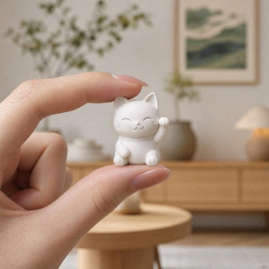 3D-печатная статуэтка кошки-удачи, милая белая фигурка Манеки, мини-украшение «Кот-приманка» матового белого цвета для домашнего стола, спальни, праздников, дней рождения