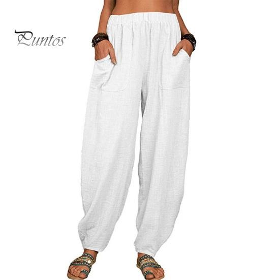 Женские повседневные брюки, эластичные, с высокой талией, однотонные шаровары с карманами, свободный крой, дышащие, длинные брюки, повседневная одежда