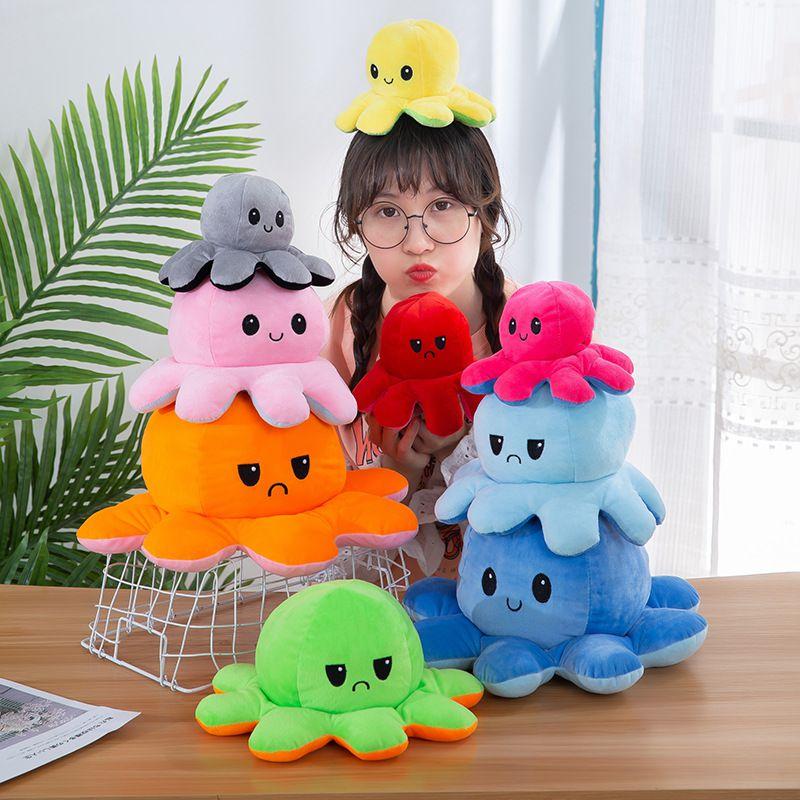 Adorable Double-sided Flip Reversible Octopus Plush Toy In Soft And Lifelike Style