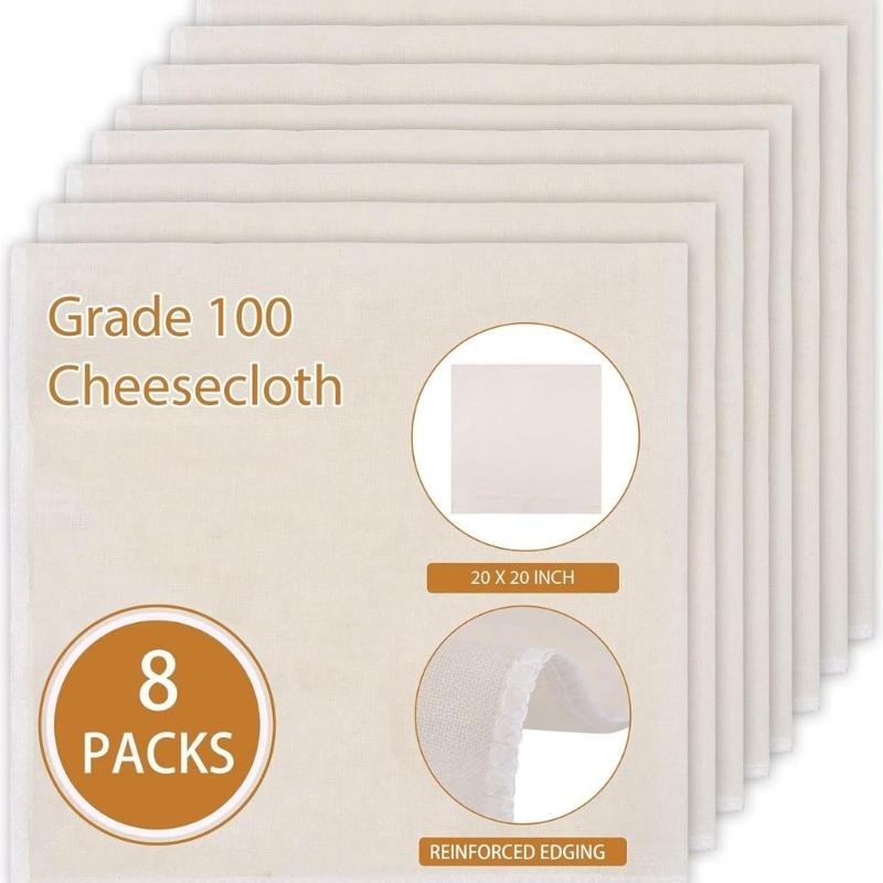 Набор из 6/8/10 тканевых фильтров, марлевые сита, сырная ткань, квадратные с запирающимися краями, фильтровальные ткани для молока и вина, кухонные принадлежности