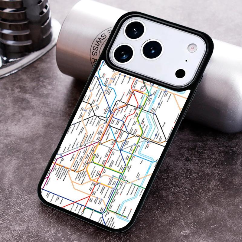 Чехол для телефона с картой лондонского метро для iPhone 17 16 15 Pro Max Air 14 13 12 11 Plus Ударопрочный Чехол Capa