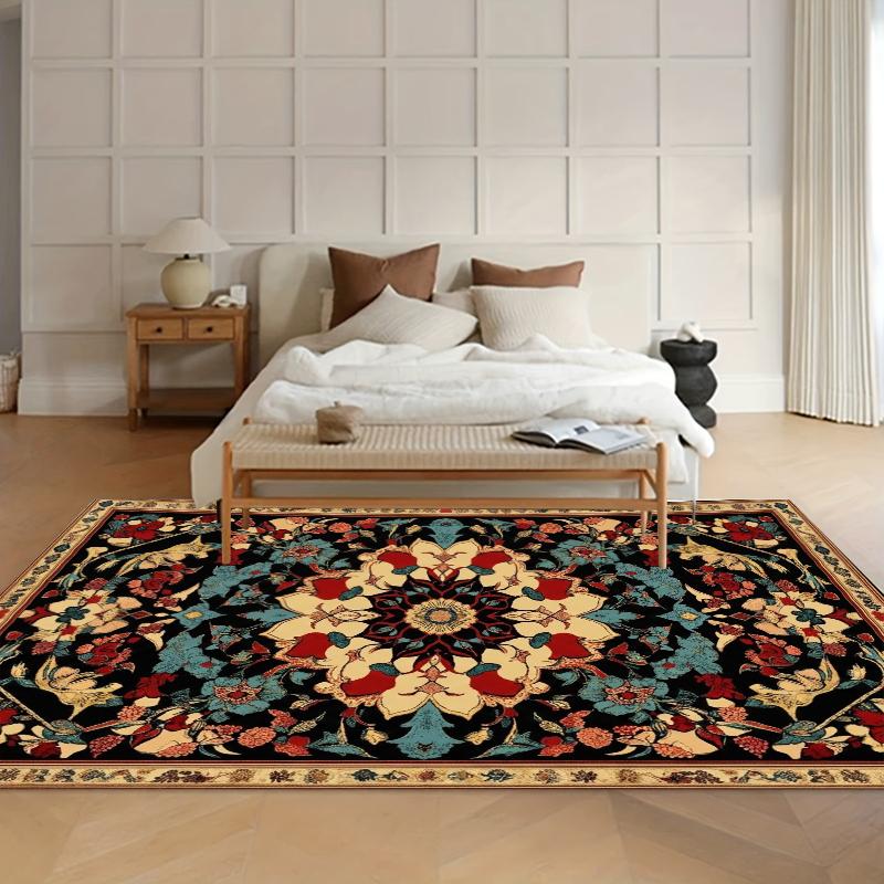 Home Decor Carpets for Living Room Vibrant Persian Floral Area Rug Non-Slip Entry Door Mat Washable Alfombra Durable Floor Mat