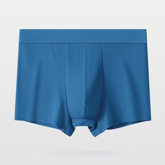 Men Boxers Bulge Pouch Thin Seamless Ice Silk Mid Waist Mesh High Elasticity Solid Color Moisture-wicking Men Underpants Daily Sport Underwear
