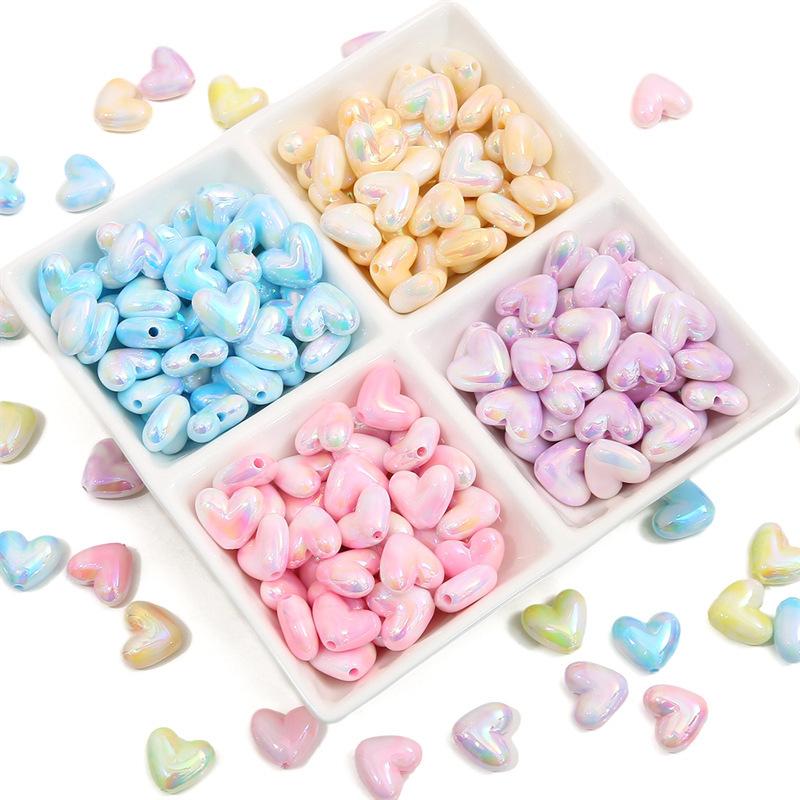 Бусины для браслетов ручной работы Акриловые бусины Mabe с цветным покрытием в форме сердца с надписью Love Loose Beads Аксессуары для самостоятельной работы Материалы для ожерелий на цепочке для сотового телефона