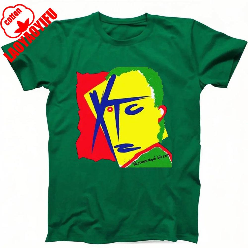 XTC Drums and Wires Футболка Черная Подарок Музыкальный Стиль New Wave Rock Модная и Повседневная Хлопок Пенье Короткий Рукав Круглый Вырез