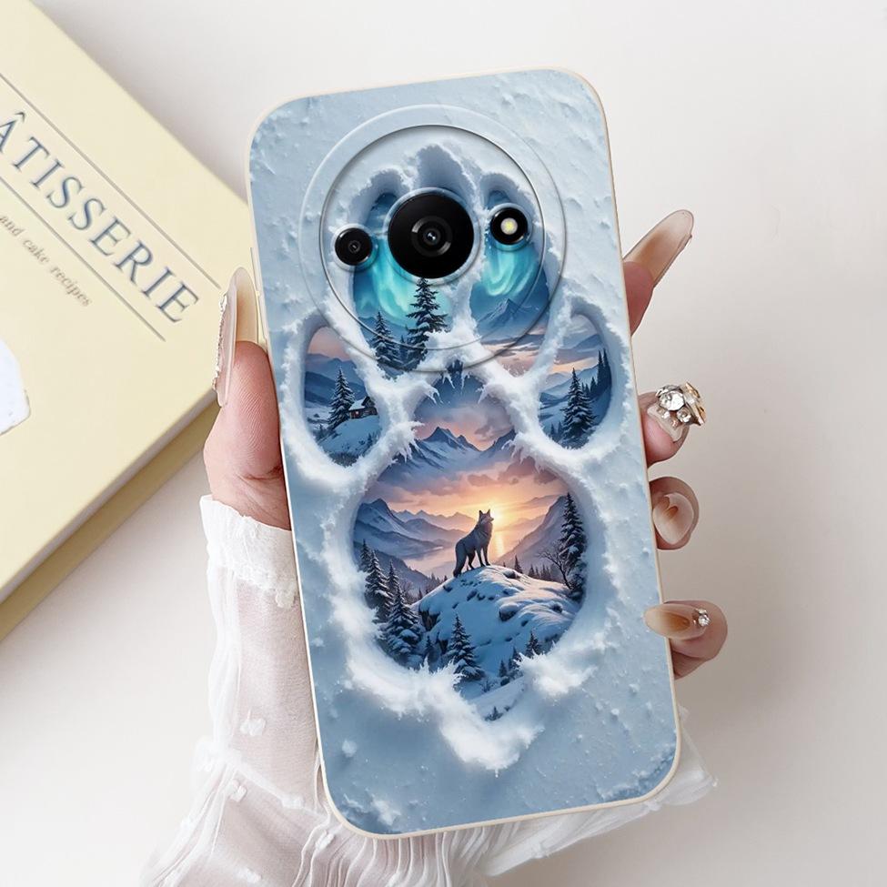 For Redmi A3 4G Phone Case For Xiaomi Poco C61 Cover Silicone Luxury Fashion Flowers Kawaii Cute Cat Painted Shockproof Bumper