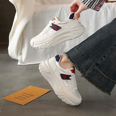 CRLAYDK Массивные кроссовки для женщин на шнуровке, платформа, для ходьбы, белые, повседневные, женские, для бега, спортивные, кожаные, теннисные