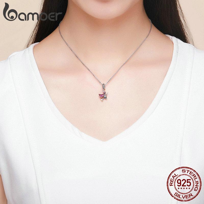 BAMOER Висячая подвеска из стерлингового серебра 925 "Ведьма на метле"