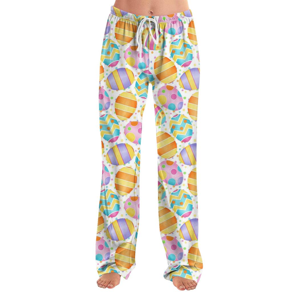 Женские модные свободные повседневные брюки с пасхальным принтом