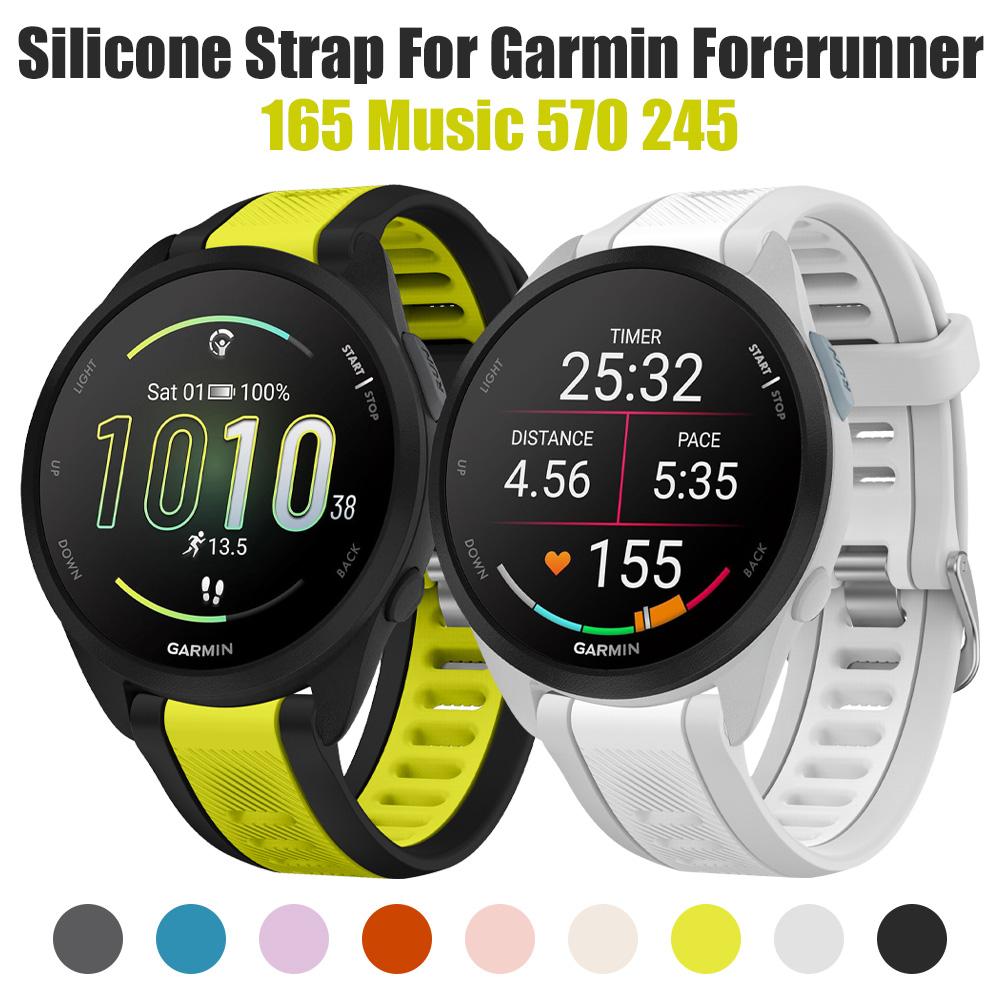 Спортивный силиконовый ремешок QuickFit двухцветный для Garmin Forerunner 165 570 42 мм 245 / Vivoactive 6 5 / Venu 2 Plus Sq
